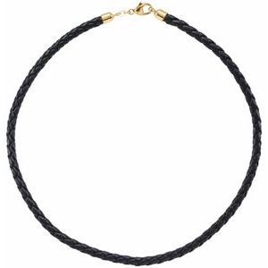 5 mm Black Braided Leather Cord Necklace