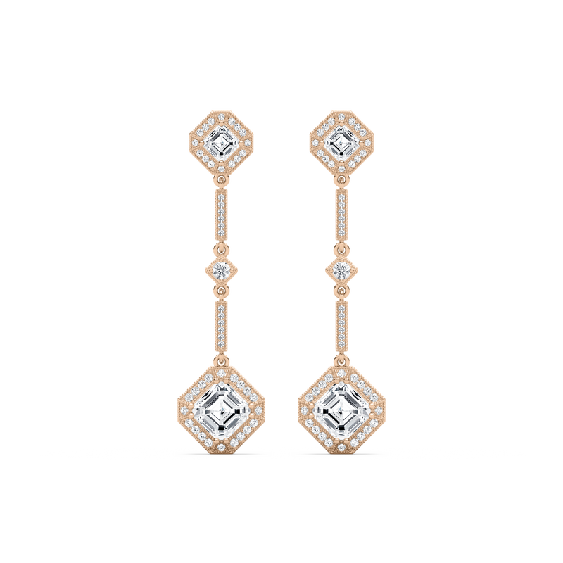 5 ²⁄₈ ctw Asscher and Round LGD Halo Drop Earrings