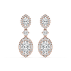 5 ctw Round and Oval LGD Halo Drop Earrings
