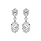 5 ctw Round and Oval LGD Halo Drop Earrings