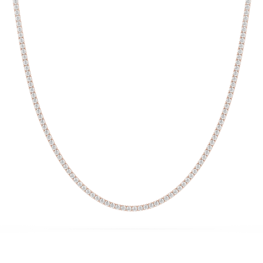 5 ctw Round LGD Classic Box Tennis Necklace – 14 1/2 inches - 14K Rose Gold / F-VS2