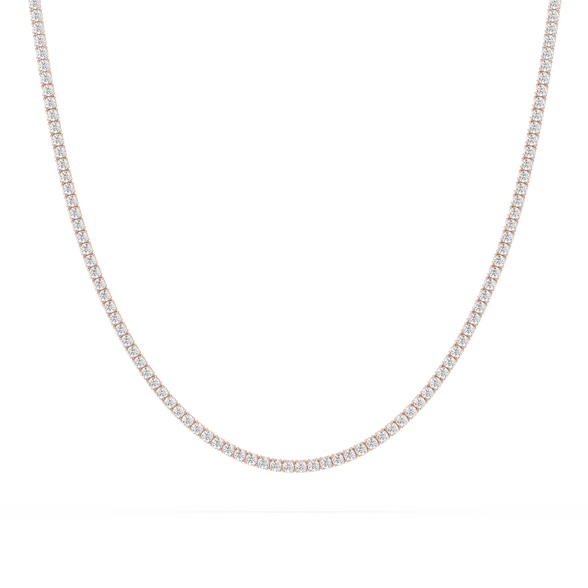 5 ctw Round LGD Classic Box Tennis Necklace – 14 1/2 inches - 14K Rose Gold / F-VS2