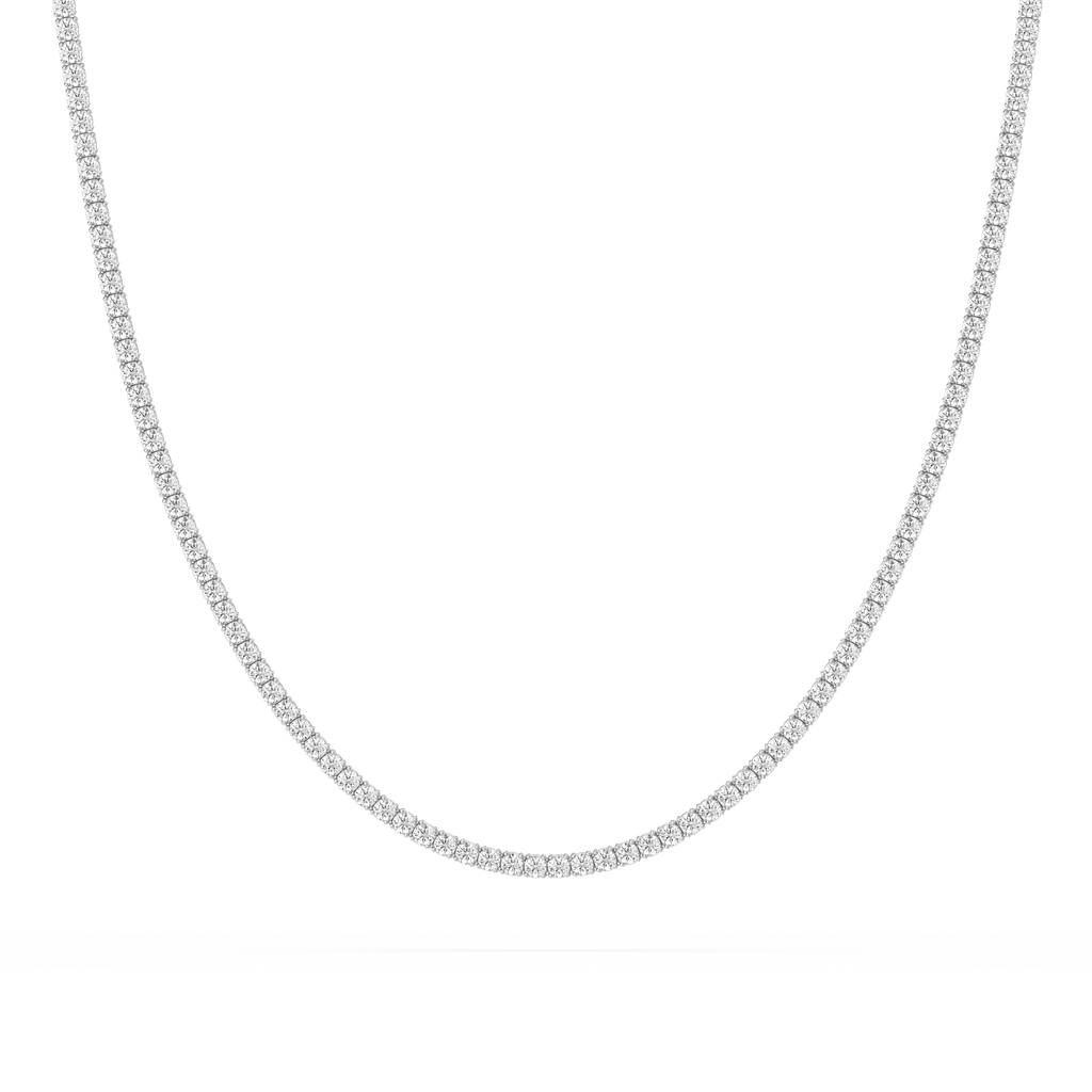 5 ctw Round LGD Classic Box Tennis Necklace – 14 1/2 inches - 14K White Gold / DE-VS1