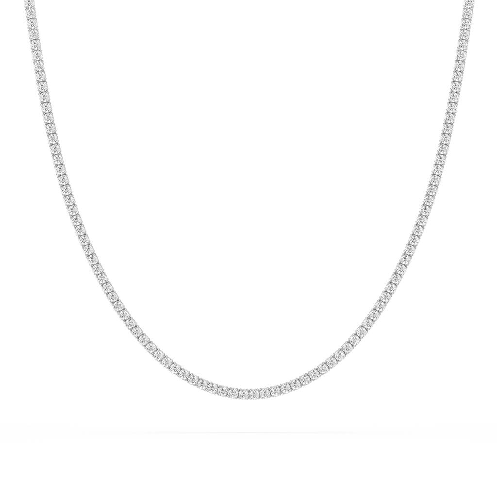 5 ctw Round LGD Classic Box Tennis Necklace – 14 1/2 inches - 14K White Gold / F-VS2