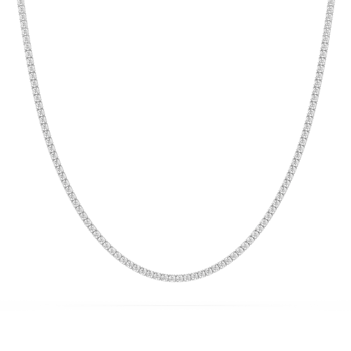 5 ctw Round LGD Classic Box Tennis Necklace – 14 1/2 inches - 14K White Gold / F-VS2