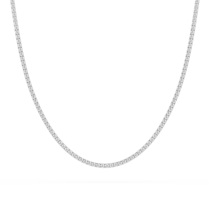 5 ctw Round LGD Classic Box Tennis Necklace – 14 1/2 inches - 14K White Gold / F-VS2