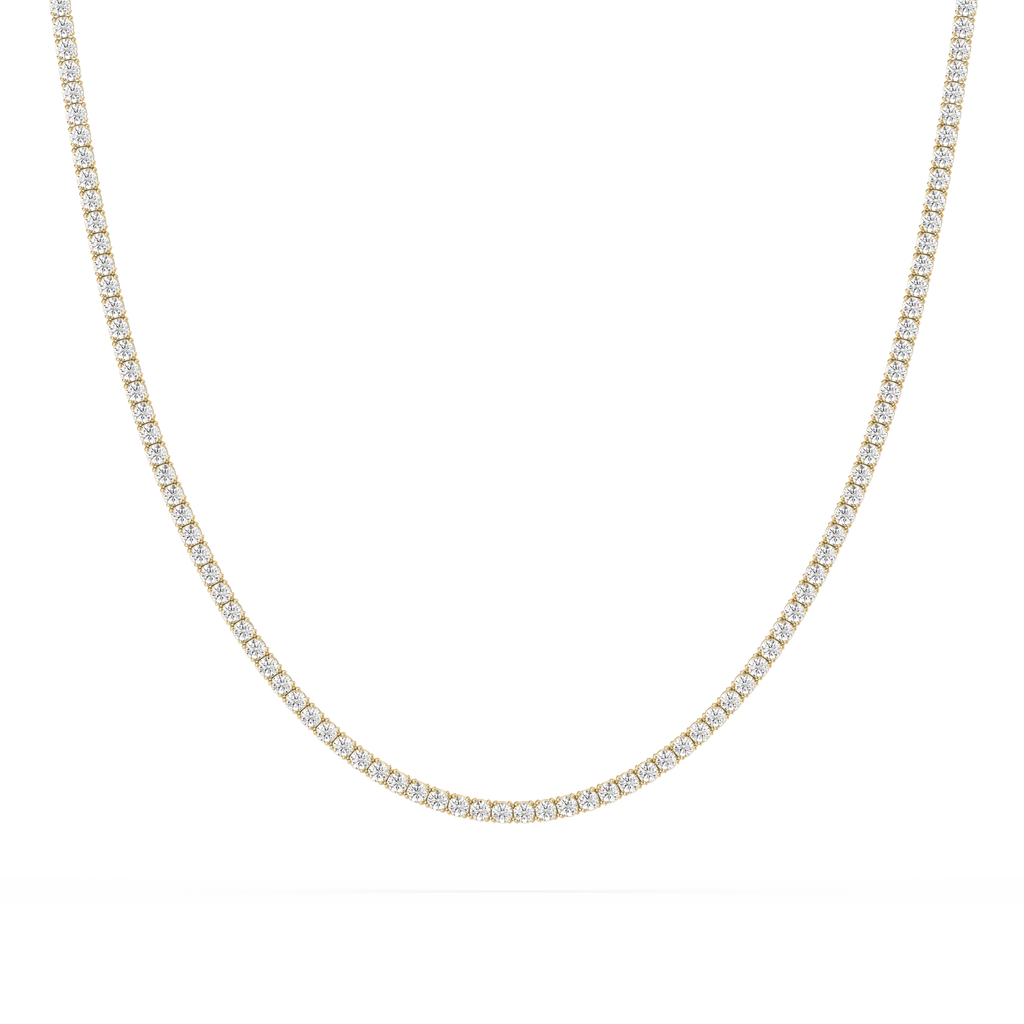 5 ctw Round LGD Classic Box Tennis Necklace – 14 1/2 inches - 14K Yellow Gold / F-VS2