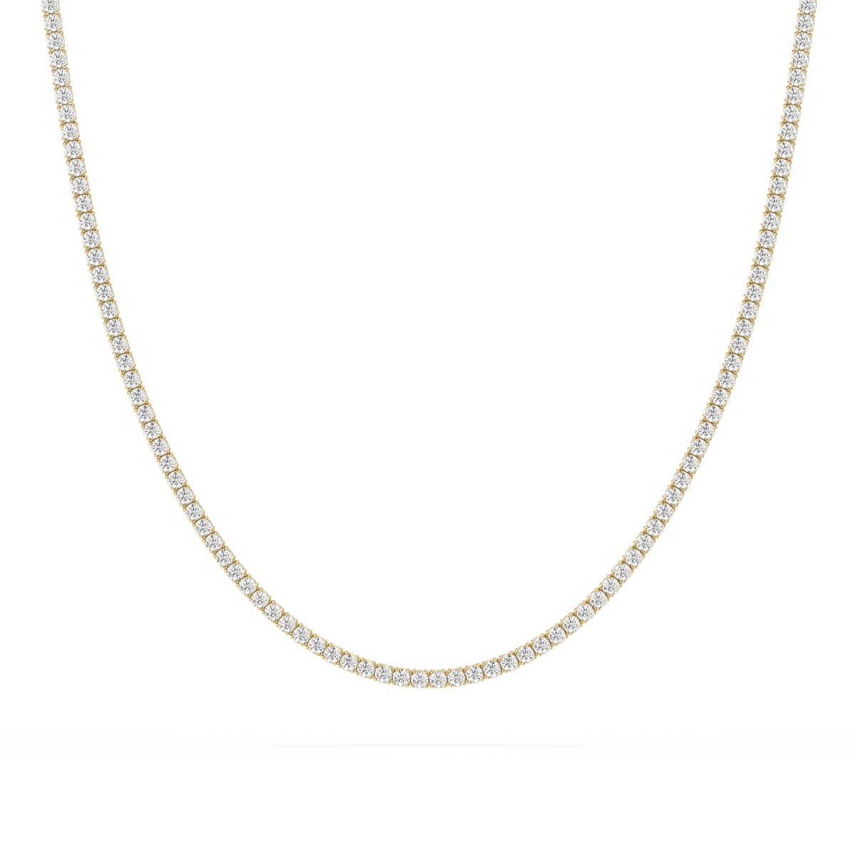 5 ctw Round LGD Classic Box Tennis Necklace – 14 1/2 inches - 14K Yellow Gold / F-VS2
