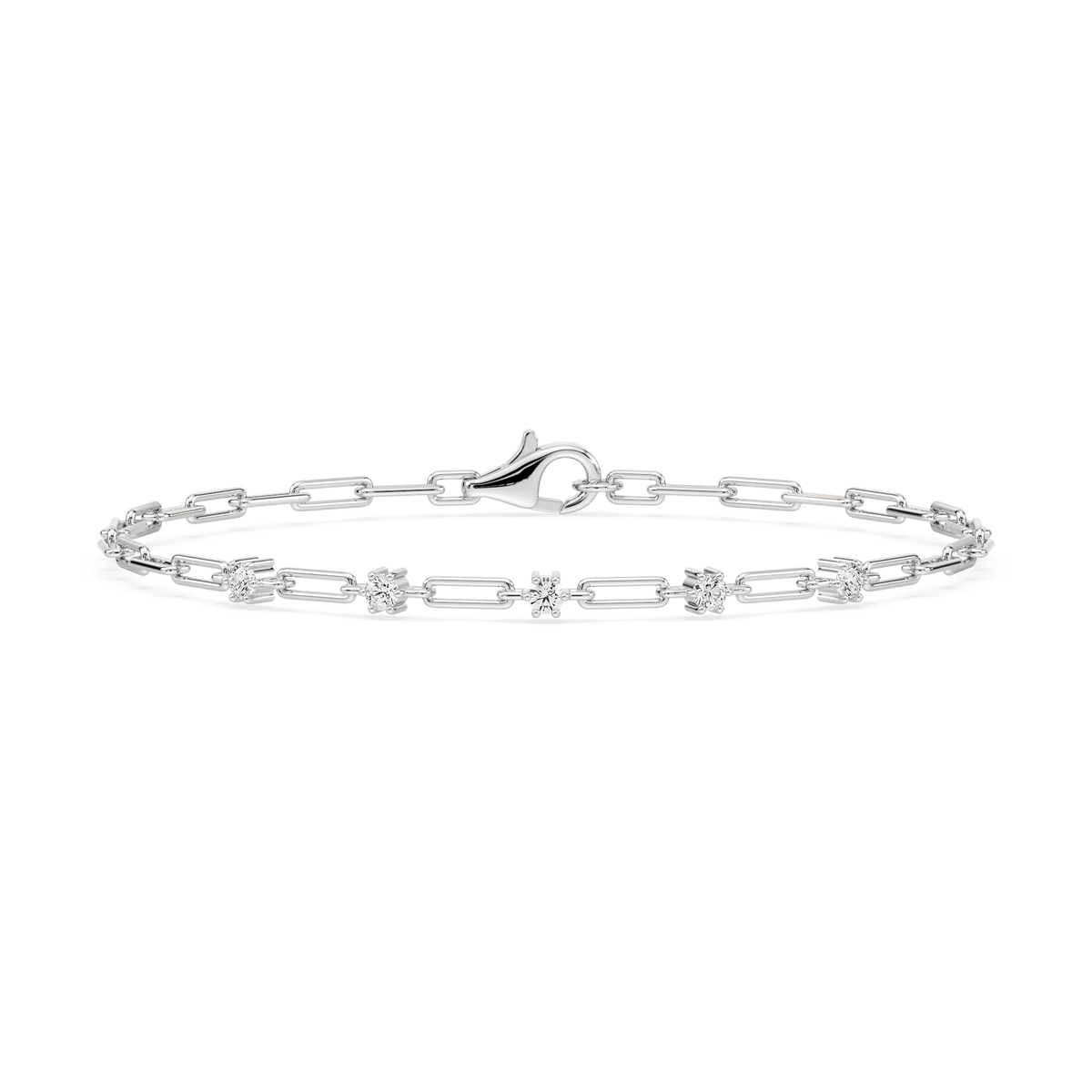 1/4 ctw Round LGD Five Station Paper Clip Bracelet  - 7 Inches