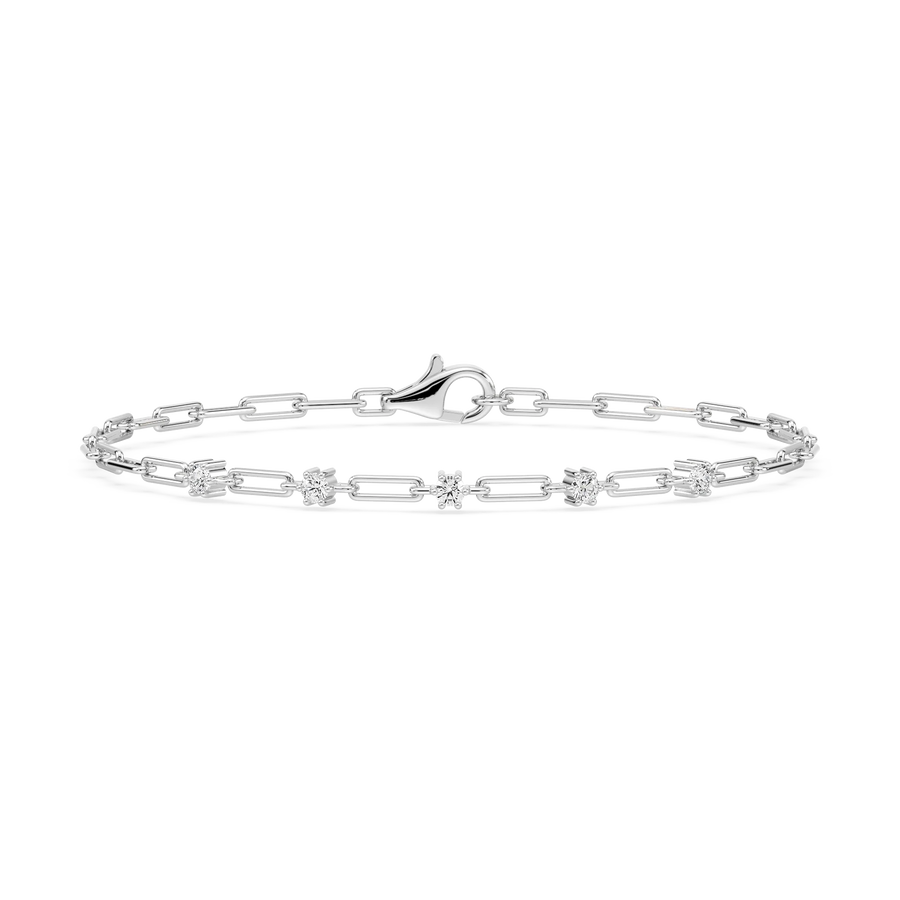 1/4 ctw Round LGD Five Station Paper Clip Bracelet  - 7 Inches