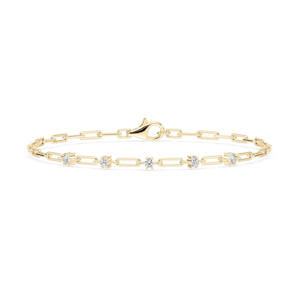 1/4 ctw Round LGD Five Station Paper Clip Bracelet  - 7 Inches