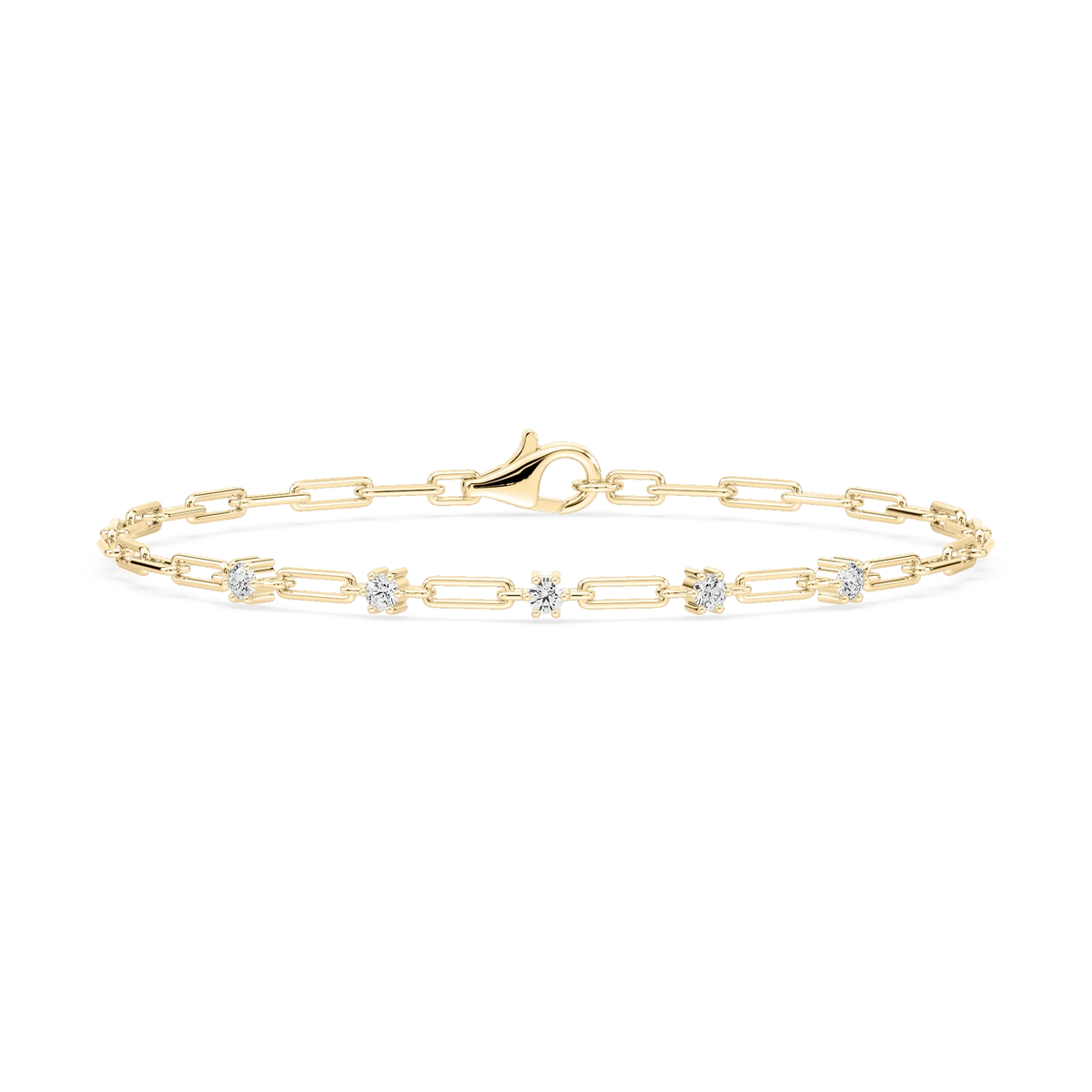 1/4 ctw Round LGD Five Station Paper Clip Bracelet  - 7 Inches
