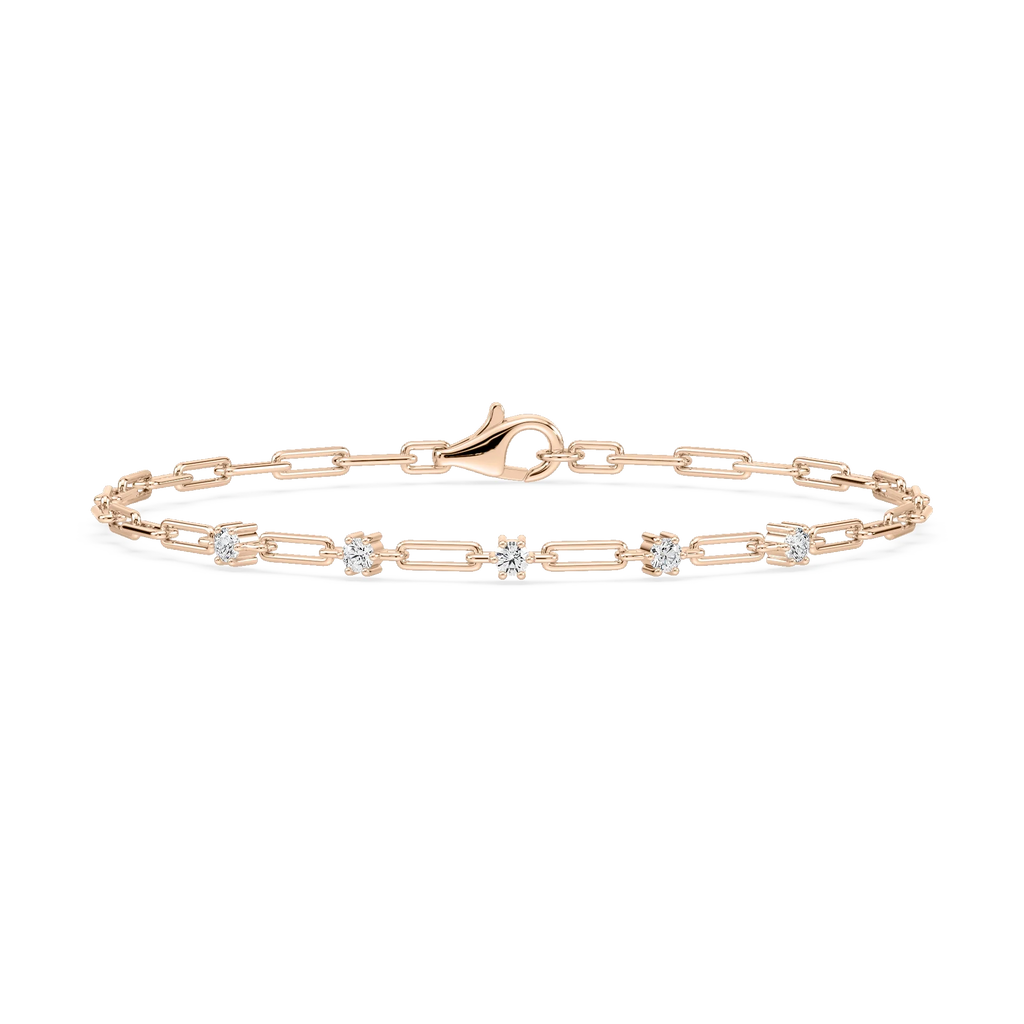 1/4 ctw Round LGD Five Station Paper Clip Bracelet  - 7 Inches