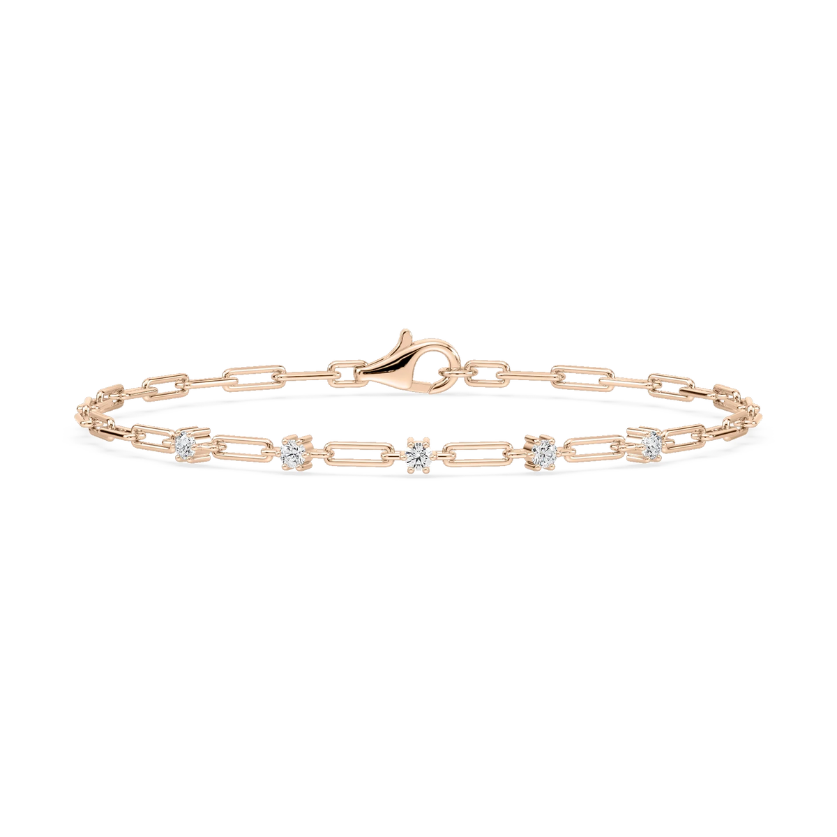 1/4 ctw Round LGD Five Station Paper Clip Bracelet  - 7 Inches
