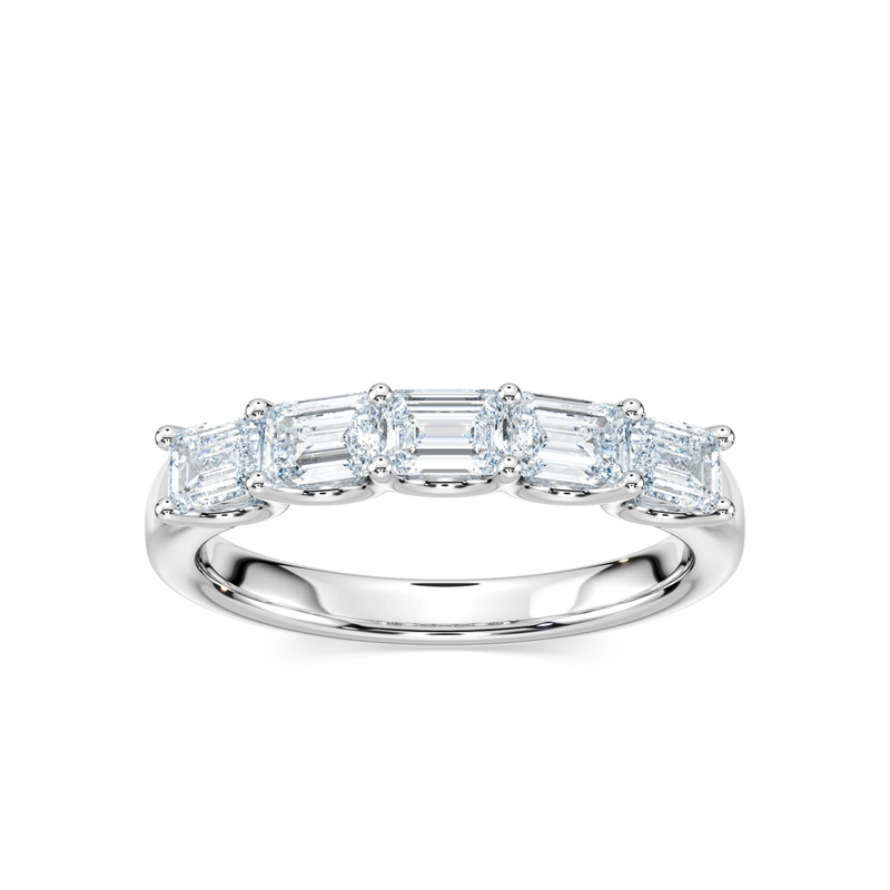 Ivanna 1 ctw Emerald LGD Five Stone U Prong Anniversary Band