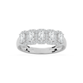 Malaysia 1 ctw Emerald LGD Halo 5-Stone Anniversary Band - 14K White Gold / F-VS2