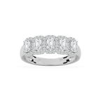 Malaysia 1 ctw Emerald LGD Halo 5-Stone Anniversary Band - 14K White Gold / F-VS2