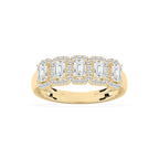Malaysia 1 ctw Emerald LGD Halo 5-Stone Anniversary Band - 14K Yellow Gold / F-VS2