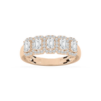 Malaysia 1 ctw Emerald LGD Halo 5-Stone Anniversary Band - 14K Rose Gold / F-VS2