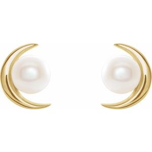 Pearl Crescent Moon Earrings
