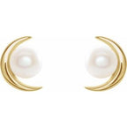 Pearl Crescent Moon Earrings