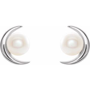 Pearl Crescent Moon Earrings