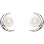 Pearl Crescent Moon Earrings
