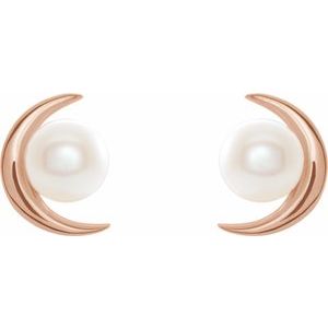 Pearl Crescent Moon Earrings