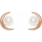 Pearl Crescent Moon Earrings