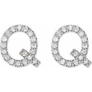Accented Initial Stud Earrings