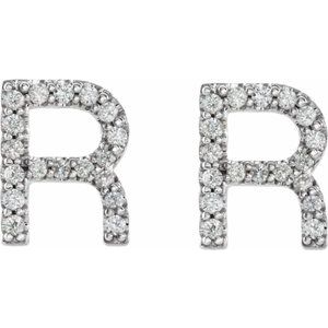 Accented Initial Stud Earrings