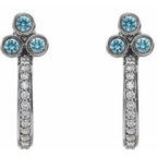 Accented Bezel-Set J-Hoop Earrings