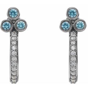 Accented Bezel-Set J-Hoop Earrings