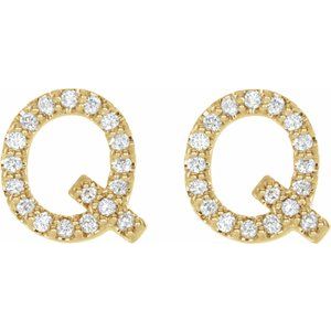 Accented Initial Stud Earrings
