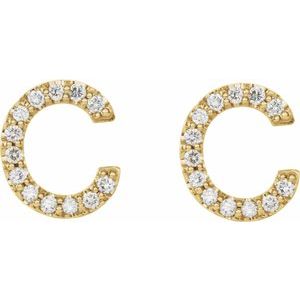 Accented Initial Stud Earrings