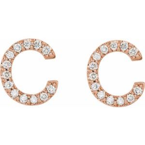 Accented Initial Stud Earrings
