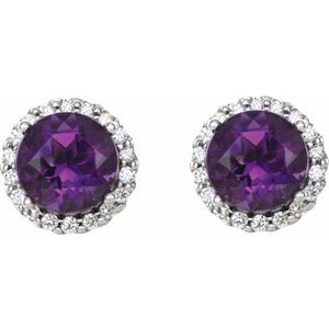 Round 4-Prong Halo-Style Earrings