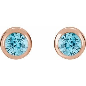 Round Bezel-Set Birthstone Stud Earrings