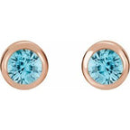 Round Bezel-Set Birthstone Stud Earrings