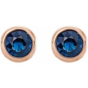 Round Bezel-Set Birthstone Stud Earrings