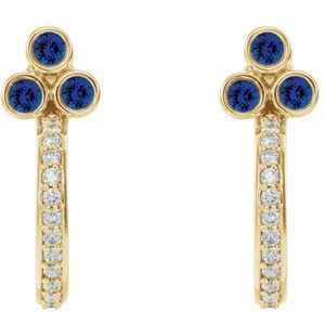 Accented Bezel-Set J-Hoop Earrings