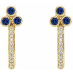 Accented Bezel-Set J-Hoop Earrings