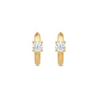 Created Round Solitaire Knife Edge Huggies - 14K Yellow Gold image