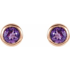 Round Bezel-Set Birthstone Stud Earrings