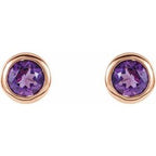 Round Bezel-Set Birthstone Stud Earrings