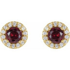 Round 4-Prong Halo-Style Earrings
