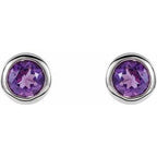 Round Bezel-Set Birthstone Stud Earrings
