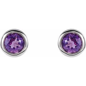 Round Bezel-Set Birthstone Stud Earrings