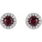 Round 4-Prong Halo-Style Earrings