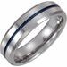 Grooved Blue Enamel Inlay Comfort-Fit Band